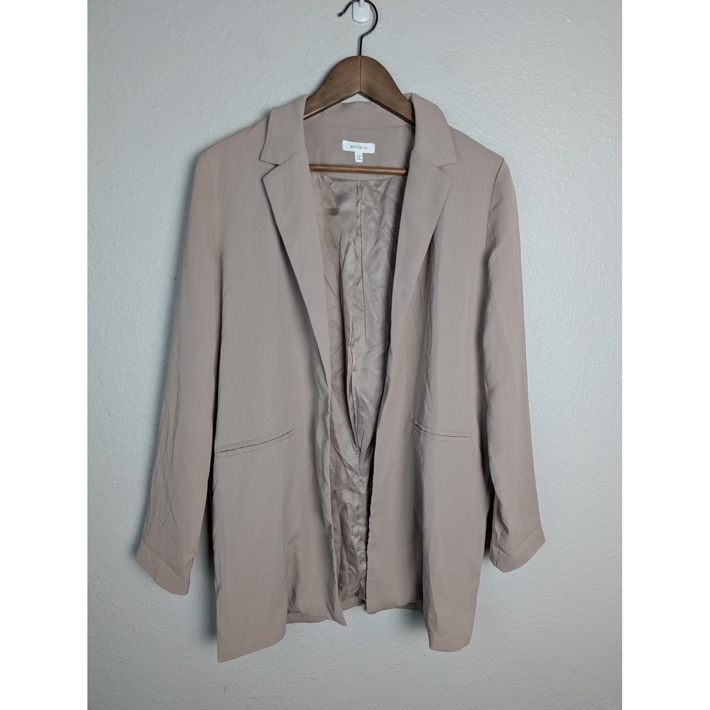 Better Be Blazer Womens S Beige Polyester Spandex Lined Longline No Button